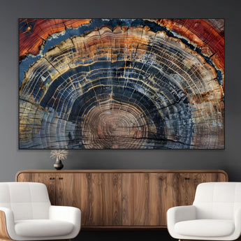 63519-MGV-CV-36X24-Tree Ring Wall Art – Rustic Nature Wood Grain Canvas Print, Abstract Natural Texture Artwork Poster for Living Room, Bedroom,