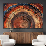 28555-MGV-CV-36X24-Tree Ring Wall Art – Rustic Wood Grain Canvas Print, Natural Texture Abstract Artwork Poster for Living Room, Bedroom, Office,