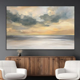 45544-MGV-CV-36X24-Ocean Sunset Wall Art – Serene Seascape Canvas Print with Golden Sky and Calm Water, Coastal Beach Artwork for Living Room,