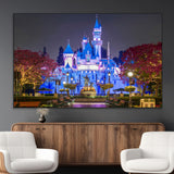 66710-MGV-CV-36X24-Enchanted Castle Wall Art – Magical Night Scene Canvas Print with Glowing Lights, Fantasy Architecture Artwork for Living Room,