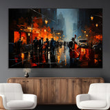 32816-MGV-CV-36X24-City Jazz Night Wall Art – Modern Abstract Urban Street Scene Canvas Print, Moody Music-Themed Decor for Living Room, Office, or