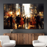 58782-MGV-CV-36X24-Jazz Musicians Cityscape Wall Art – Vibrant Urban Night Canvas Print, Elegant Music Themed Decor for Living Room, Office, or Music