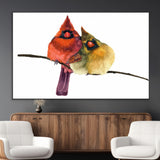 67752-MGV-CV-36X24-Cardinal Couple Wall Art – Male and Female Cardinal Canvas Print, Romantic Bird Artwork for Nature Lovers, Living Room, Bedroom,