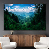 74439378-MGV-CV-36X24-Tropical Jungle Wall Art Canvas Print, Framed Lush Valley Art Picture Print, Forest Mountains Perfect Tropical Wilderness Decor