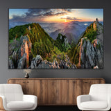 51582565-MGV-CV-36X24-Mountain Sunrise Panorama Wall Art – Scenic Landscape Canvas Print, Hiking Adventure Nature Photography, Large Mountain Range Wall
