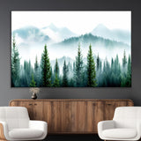16716676-MGV-CV-36X24-Pine Forest Wall Art Canvas Print, Framed Misty Mountains Art Picture Print, Foggy Trees Perfect Moody Forest Decor Artwork