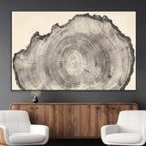 98921313-MGV-CV-36X24-Tree Ring Wall Art Canvas Print, Framed Wood Slice Art Picture Print, Minimalist Wood Perfect Rustic Academic Decor Artwork