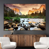 90956031-MGV-CV-36X24-Yosemite Valley Wall Art – Scenic Mountain River Landscape Canvas Print, Nature Photography for Living Room, Bedroom, Cabin,