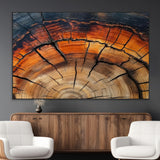 65909987-MGV-CV-36X24-Rustic Tree Ring Wall Art – Nature Inspired Wooden Texture Canvas Print, Modern Abstract Artwork for Living Room, Bedroom, Office