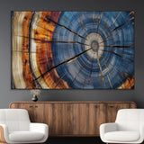 82059233-MGV-CV-36X24-Rustic Tree Ring Wall Art – Natural Wood Texture Canvas Print, Framed Abstract Tree Stump for Farmhouse, Log Cabin, Wooden House