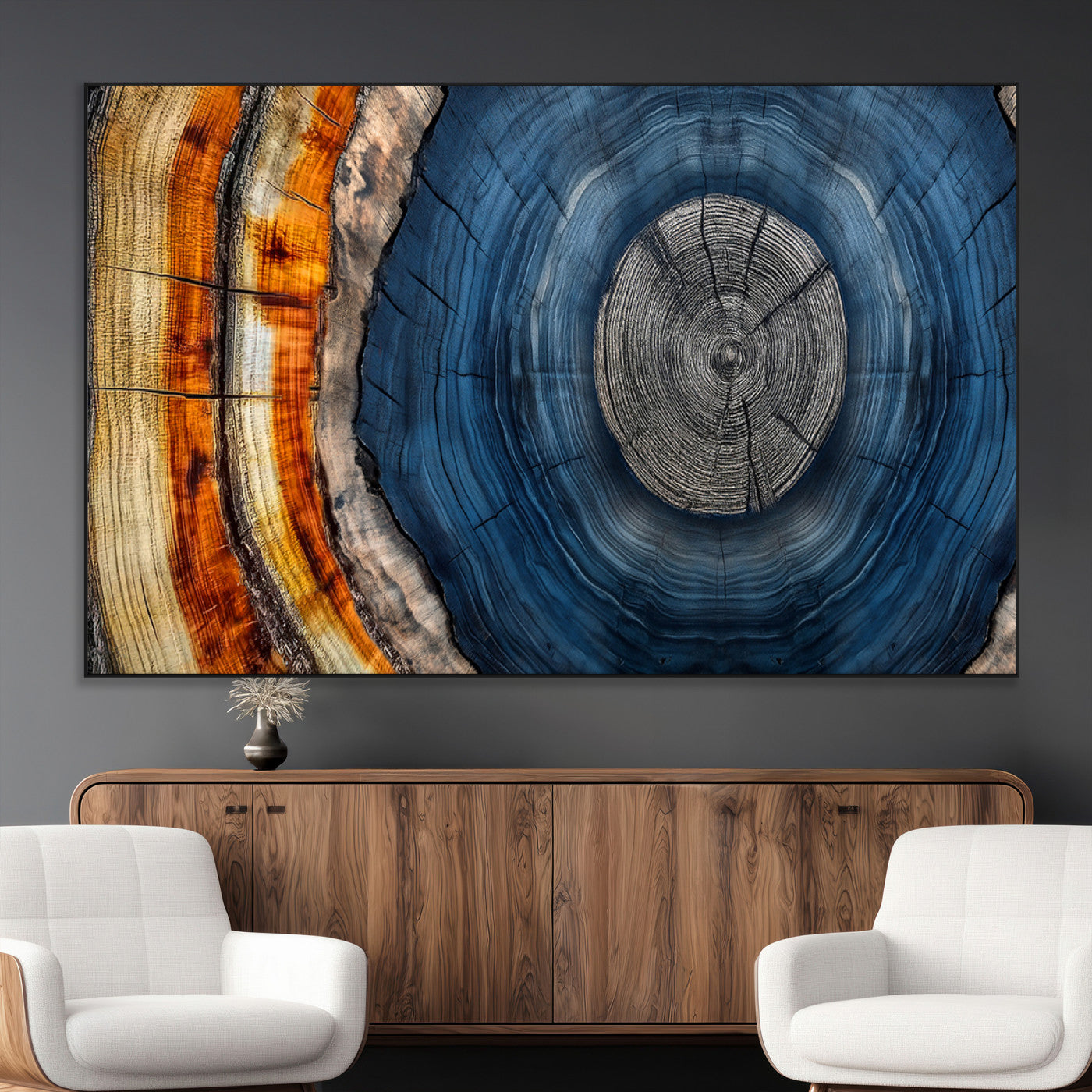 84489410-MGV-CV-36X24-Framed Abstract Tree Ring Wall Art Print, Natural Rustic Wood Texture Canvas Print, Wood Tree Stump Farmhouse, Log Cabin Wooden