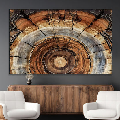 15184146-MGV-CV-36X24-Tree Rings Wall Art Canvas Print, Framed Wood Texture Art Picture Print, Rustic Pattern Perfect Rustic Organic Decor Artwork