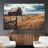 69356982-MGV-CV-36X24-Old Barn Wall Art Canvas Print, Framed Rustic Fence Art Picture Print, Wooden Farmhouse Perfect Rustic Farmhouse Decor Artwork
