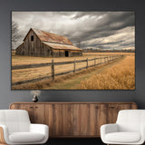26821575-MGV-CV-36X24-Old Barn Wall Art Canvas Print, Framed Rustic Barn Art Picture Print, Moody Farm Perfect Rustic Farmhouse Decor Artwork