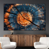 81894502-MGV-CV-36X24-Burnt Wood Wall Art Canvas Print, Framed Aged Timber Art Picture Print, Rustic Tree Slice Perfect Rustic Decor Artwork for Home,