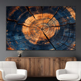 18975622-MGV-CV-36X24-Burnt Wood Wall Art Canvas Print, Framed Aged Timber Art Picture Print, Rustic Tree Slice Perfect Rustic Decor Artwork for Home,