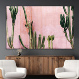 93119502-MGV-CV-36X24-Tall Cactus Wall Art Canvas Print, Framed Pink Wall Art Picture Print, Cactus Lines Perfect Modern Desert Decor Artwork