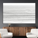 66534476-MGV-CV-36X24-Lone Surfer Wall Art Canvas Print, Framed Ocean Waves Art Picture Print, Minimal Sea Perfect Minimal Coastal Decor Artwork