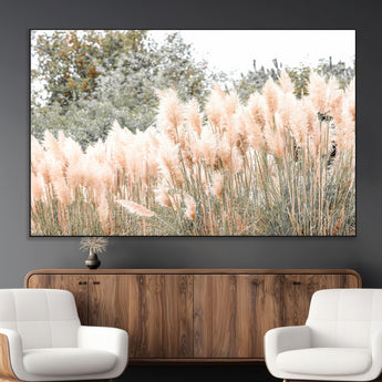 21826392-MGV-CV-36X24-Pampas Grass Wall Art Canvas Print, Framed Soft Pampas Art Picture Print, Pastel Grasses Perfect Soft Neutral Boho Decor Artwork