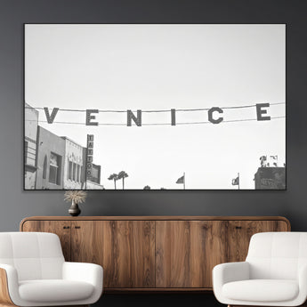 68254589-MGV-CV-36X24-Venice Sign Wall Art Canvas Print, Framed Venice Letters Art Picture Print, Los Angeles Perfect Minimalist Urban Decor Artwork