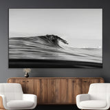 24029476-MGV-CV-36X24-Black Wave Wall Art Canvas Print, Framed Abstract Surf Art Picture Print, Minimalist Ocean Perfect Minimalist Coastal Decor