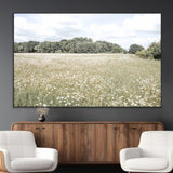 43258946-MGV-CV-36X24-Daisy Field Wall Art Canvas Print, Framed Pastel Flower Art Picture Print, Meadow Bloom Perfect Scandinavian Minimalist Decor