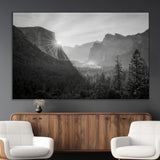 39278955-MGV-CV-36X24-Yosemite Valley Wall Art Canvas Print, Framed El Capitan Art Picture Print, Misty Mountain Perfect Modern Rustic Decor Artwork