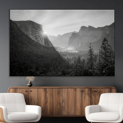 39278955-MGV-CV-36X24-Yosemite Valley Wall Art Canvas Print, Framed El Capitan Art Picture Print, Misty Mountain Perfect Modern Rustic Decor Artwork