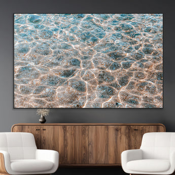 26580287-MGV-CV-36X24-Clear Water Wall Art Canvas Print, Framed Sunlit Ripples Art Picture Print, Ocean Texture Perfect Modern Coastal Decor Artwork