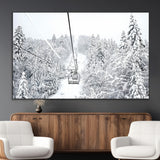 44705668-MGV-CV-36X24-Winter Forest Wall Art Canvas Print, Framed Snowy Forest Art Picture Print, Ski Lift Perfect Scandinavian Decor Artwork