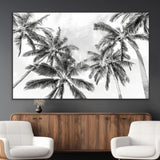 62113786-MGV-CV-36X24-Black White Palm Wall Art Canvas Print, Framed Monochrome Tropics Art Picture Print, Minimalist Beach Perfect Coastal Minimalist