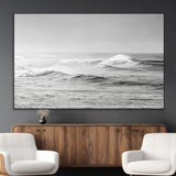 98634812-MGV-CV-36X24-Black and White Ocean Waves Wall Art – Minimalist Sea Canvas Print, Coastal Photography Decor for Living Room, Bedroom or Office