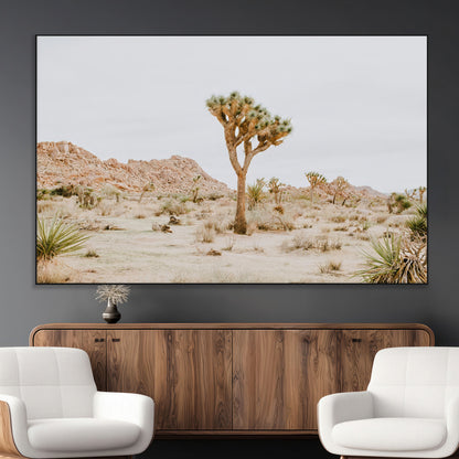 67109959-MGV-CV-36X24-Joshua Tree Wall Art Canvas Print, Framed Neutral Desert Art Picture Print, Earthy Landscape Perfect Neutral Boho Decor Artwork