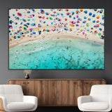 76172085-MGV-CV-36X24-Tropical Shoreline Wall Art Canvas Print, Framed Beach Relaxing Art Picture Print, Aerial Summer Perfect Coastal Vibrant Decor