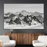 46884246-MGV-CV-36X24-Snowy Mountain Wall Art Canvas Print, Framed Mountain Peaks Art Picture Print, Alpine Mountains Perfect Minimalist Alpine Decor