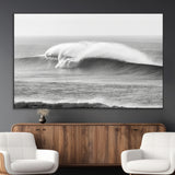 42544082-MGV-CV-36X24-Monochrome Seascape Wall Art Canvas Print, Framed Surf Wave Art Picture Print, Minimalist Ocean Perfect Moody Coastal Decor