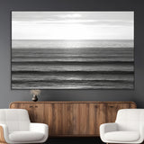 47305203-MGV-CV-36X24-Monochrome Ocean Wall Art Canvas Print, Framed Moody Ocean Art Picture Print, Calm Ocean Perfect Minimalist Coastal Decor Artwork