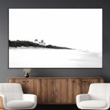 29611516-MGV-CV-36X24-Black White Beach Wall Art Canvas Print, Framed Palm Trees Art Picture Print, Monochrome Tropical Perfect Minimalist Coastal Decor