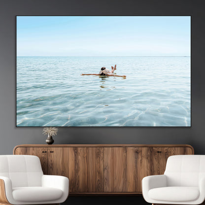 32624554-MGV-CV-36X24-Swimming Relaxation Wall Art Canvas Print, Framed Peaceful Water Art Picture Print, Clear Sea Perfect Minimalist Aquatic Decor