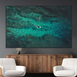 93287752-MGV-CV-36X24-Ocean Surf Wall Art Canvas Print, Framed Blue Waters Art Picture Print, Vibrant Seascape Perfect Coastal Adventure Decor Artwork