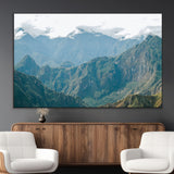 79393816-MGV-CV-36X24-Misty Mountain Wall Art Canvas Print, Framed Cloudy Andean Art Picture Print, Rugged Mountain Perfect Rustic Nature Decor Artwork