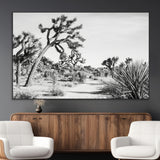 88164251-MGV-CV-36X24-Joshua Tree Wall Art Canvas Print, Framed Desert Path Art Picture Print, Monochrome Desert Perfect Minimalist Desert Decor Artwork