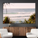 23287092-SEG-FC-51X34_Oversize_Oversize-Ocean Surfer Wall Art Canvas Print, Framed Coastal Surf Art Picture Print, Tropical Beach Perfect Tropical Coastal Decor Artwork