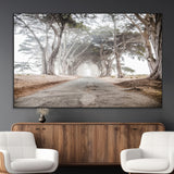 87090469-MGV-CV-36X24-Cypress Tunnel Wall Art Canvas Print, Framed Misty Road Art Picture Print, Foggy Trees Perfect Rustic Woodland Decor Artwork