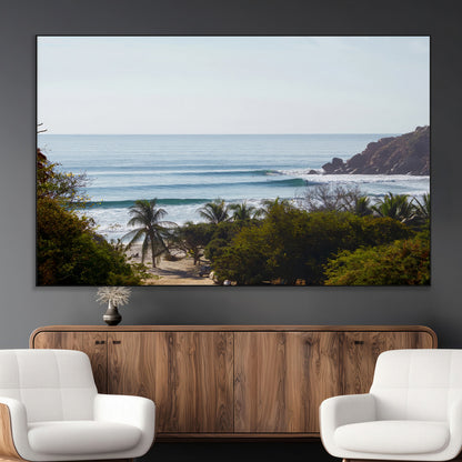 88336640-MGV-CV-36X24-Tropical Beach Scene Wall Art Canvas Print, Framed Coastal Photography Art Picture Print, Ocean Horizon Art Perfect Coastal Boho