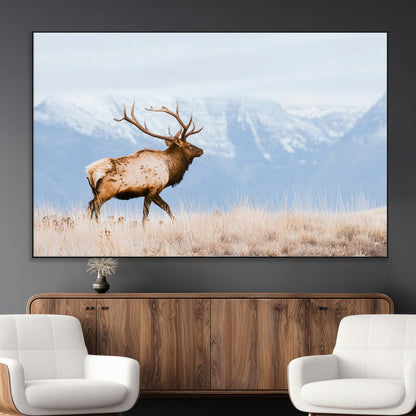 96024025-MGV-CV-36X24-Elk Photography Wall Art Canvas Print, Framed Mountain Wildlife Art Picture Print, Rustic Lodge Decor Perfect Rustic Lodge Decor