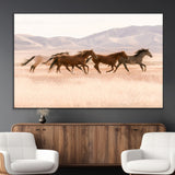 83644685-MGV-CV-36X24-Wild Horse Art Wall Art Canvas Print, Framed Rustic Western Art Picture Print, Desert Horse Scene Perfect Rustic Western Decor