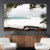 50382104-MGV-CV-36X24-Tropical Surf Wall Art Canvas Print, Framed Palm Tree View Art Picture Print, Beach House Art Perfect Boho Coastal Decor Artwork