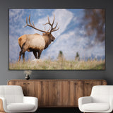 26365841-MGV-CV-36X24-Mountain Elk Art Wall Art Canvas Print, Framed Rustic Wildlife Print Art Picture Print, Lodge Style Decor Perfect Rustic Lodge