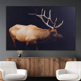 91871131-MGV-CV-36X24-Rustic Elk Art Wall Art Canvas Print, Framed Moody Wildlife Decor Art Picture Print, Western Animal Print Perfect Western Lodge